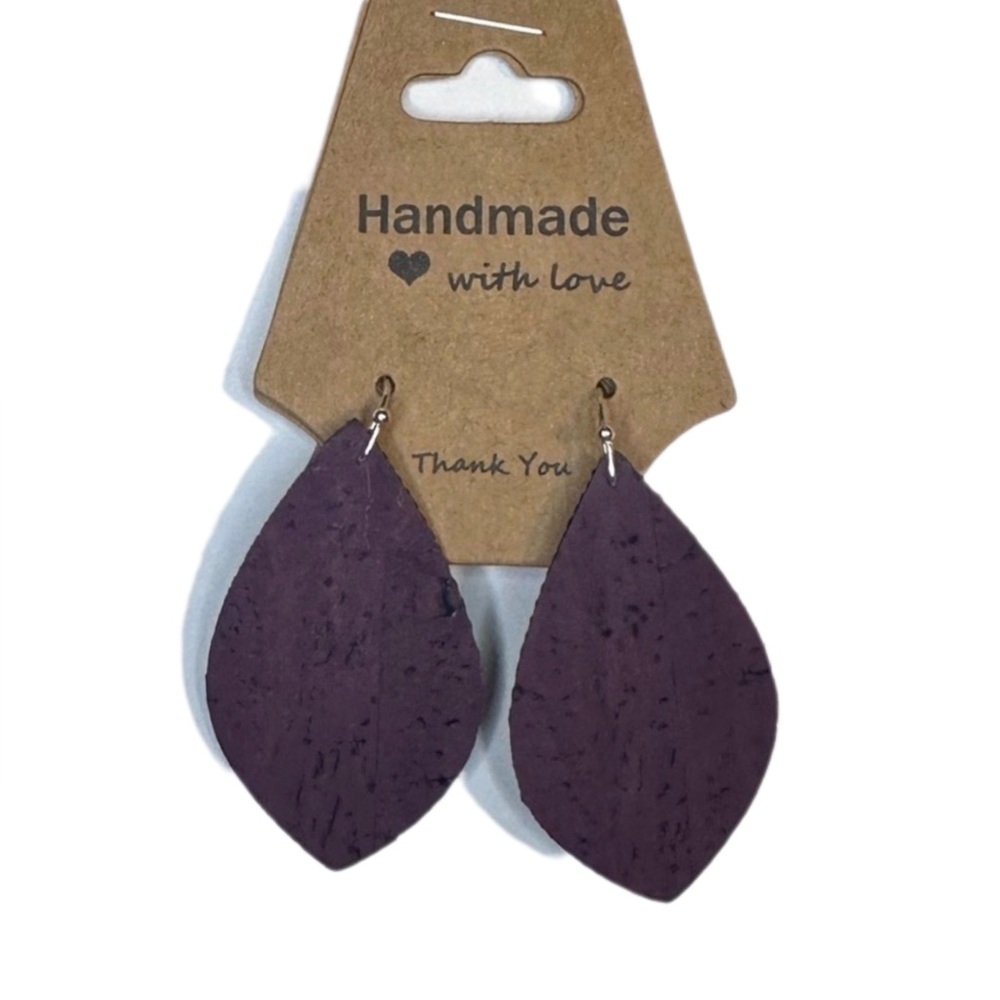 Purple cork earrings handmade